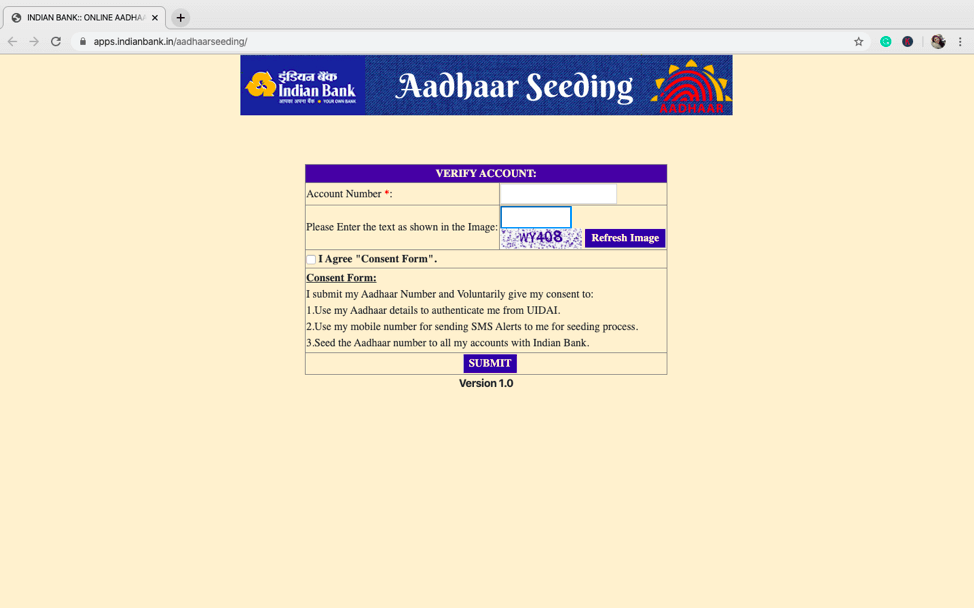 Allahabad bank aadhaar link