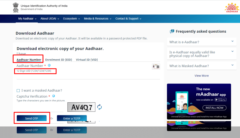 Download Aadhaar