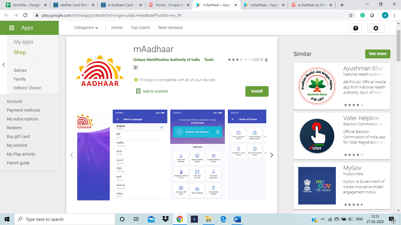 smartphone-based mAadhaar App